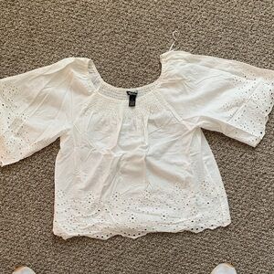 Chic White Eyelet Blouse